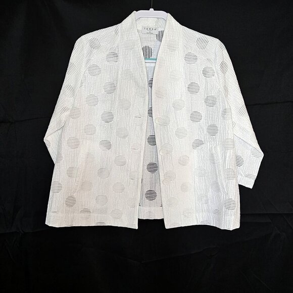 Terra sj Apparel White and Metallic Sheer Cardigan Blazer - Picture 4 of 4